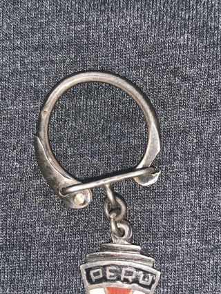 Vintage Inca PERU Sterling Silver 18k Gold Tiki Keychain Key Ring 3