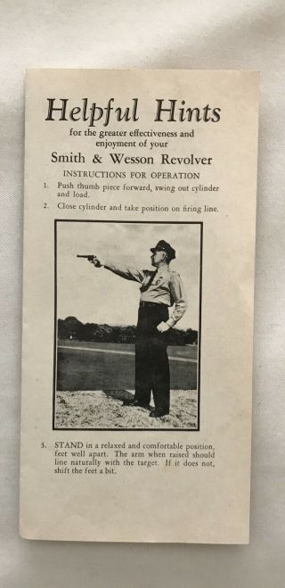 Vintage Early Post - War “helpful Hints” Brochure For S&w Revolver