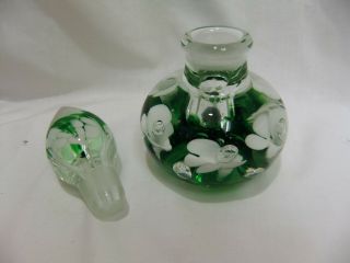 Vintage Joe St.  Clair Perfume Bottle; White Trumpet Flower w/ Emerald Green Ctr 2