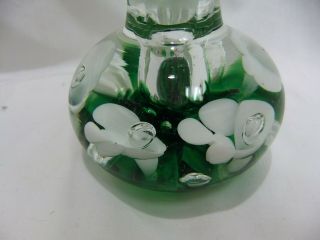 Vintage Joe St.  Clair Perfume Bottle; White Trumpet Flower w/ Emerald Green Ctr 5