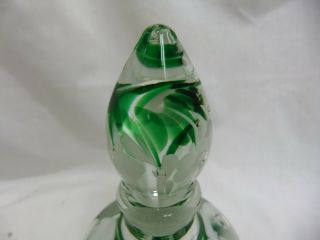 Vintage Joe St.  Clair Perfume Bottle; White Trumpet Flower w/ Emerald Green Ctr 6