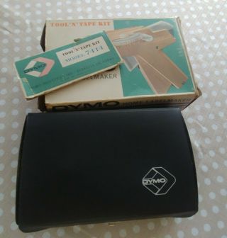 10pc Vintage 1964 Dymo Home Label Maker Model 7414 W/ Case Bundle