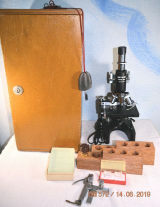 Vintage Unitron Phase Bph No.  109608 Microscope W/ Case &