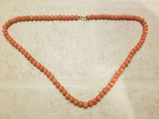 Victorian Vintage 14k Gold Salmon Coral Bead Necklace