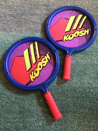 2 Vintage 1992 Koosh Ball Paddles Racquet Racket Oddzon Game Set Blue