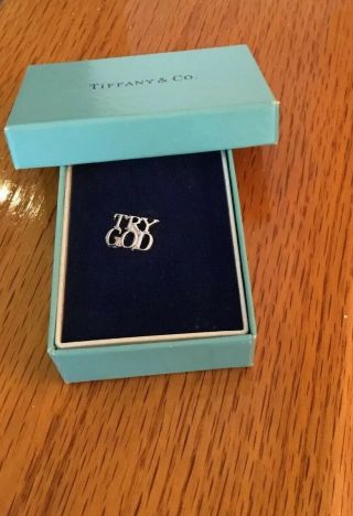 Vintage Tiffany & Co.  Try God Sterling Silver Lapel Tie Tack Pin