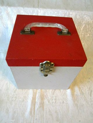 Vintage Metal 45 Rpm Record Album Carrying Storage Case Red / White Great Cond.