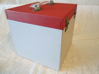 VINTAGE METAL 45 RPM RECORD ALBUM CARRYING STORAGE CASE RED / WHITE GREAT COND. 2