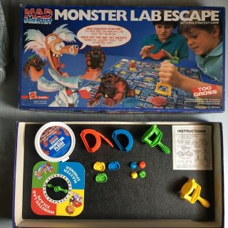 Mad Scientist Vintage 1987 Monster Lab Escape Game Mattel Near Complete Box