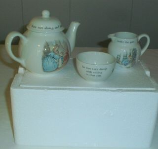 Vintage 1992 Peter Rabbit Children Tea Set,  Wedgwood 4 pc NIB 2