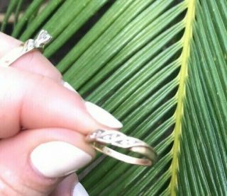 Estate Vintage 14k Gold Diamond Solitaire Engagement Ring And Matching Band Set 3
