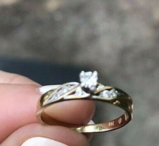 Estate Vintage 14k Gold Diamond Solitaire Engagement Ring And Matching Band Set 8