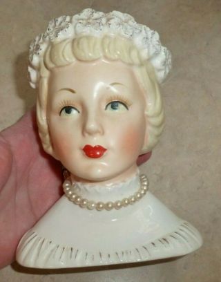 Vintage,  Head Vase Lady With Pearls 1958 Napco