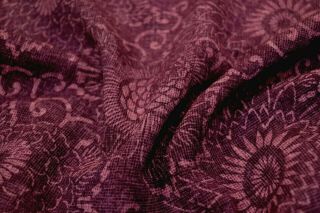Japanese Vintage Silk Fabric Purple Floral Design 1590 3