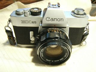 Vintage Canon Ex Auto Ql Film Camera With Canon Lens Ex 50mm F=1.  8