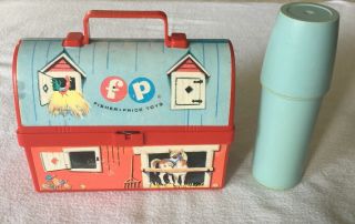 Fisher Price Toys 1962 Play Barn Mini Lunch Box Silo Thermos Vintage Plastic