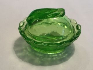 Boyd Glass Bunny Nest Covered Salt Ice Green Vintage 1983 To 1988