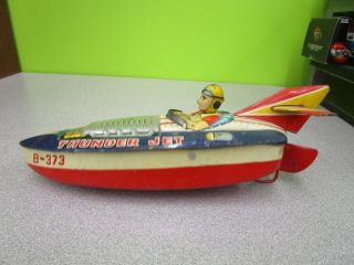 Vintage Bandai Thunder Jet B - 373 Speed Boat Tin Toy