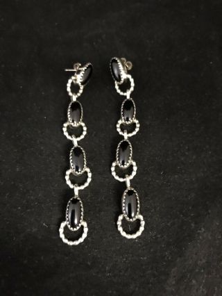 Vintage Sterling Silver and Black Onyx Earrings 3