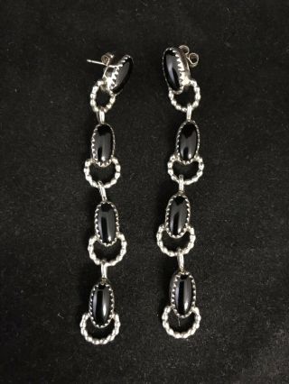 Vintage Sterling Silver and Black Onyx Earrings 4