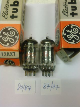 Vintage Matched Pair Ge 12ax7 Vacuum Tubes Made Usa 1960 