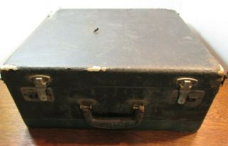 Old Vintage Black Suitcase Luggage Train Case Carry On 16 X 13 X 7