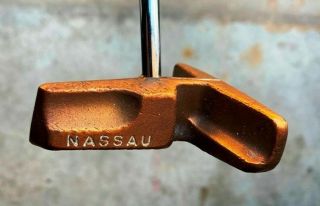 Vintage Nassau By Hoglund Brass Putter Unique Golf Club 35 1/2 " Copper Or Brass