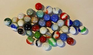 40 Mixed Vintage Glass / Agate Toy Marbles ? Peltier,  Akro Agate,  Christens