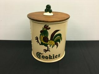 Vtg Metlox Poppytrail Green Rooster California Provincial Cookie Jar