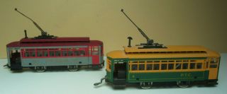 2 Vintage Ho Scale Trolley Cable Cars - Rso - Municipal Ry & R.  T.  C.  - Yugoslovia