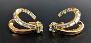 Lovely Vintage Jewellery Clip On Gold Tone Earrings By Trifari 1950s