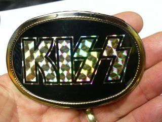 Vintage 1977 Kiss Pacifica Black & Gold Belt Buckle