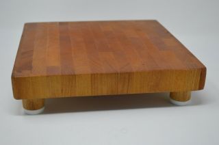 Vintage E.  L.  Bruce Footed Chop / Butcher Block Cutting Board Wooden 11 " Square