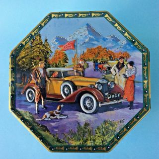 Classic Cars Jacobsens Danish Biscuit Tin 2003 Vintage Car Rally Embossed Lid