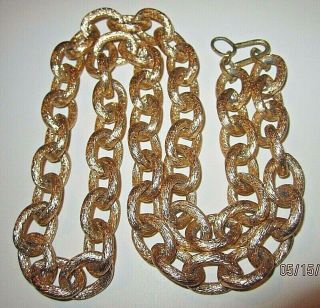 Vtg Exotic Large Thick Etched Gold Plated Luxury Estate Chain Necklace 28 "