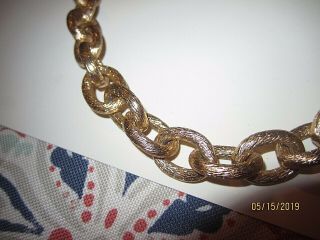 VTG Exotic Large Thick Etched Gold Plated Luxury Estate Chain Necklace 28 