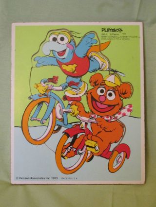 Vintage 1983 Playskool Henson Muppet Baby Gonzo & Fozzie Bear 8 Pc Wooden Puzzle