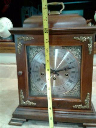 Vintage Hamilton Mantel Clock 340 - 020 Germany Wd Case Westminster Chime 1975 Key