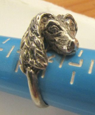 Sterling Silver 925 Vintage Dog Ring Spaniel Long Ears Size J 1/2 Valentines