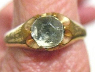 8k Gold Clear Stone Ring Vintage Men 