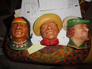 3 Vintage Legend Products Bossons England Chalkware Figural Busts