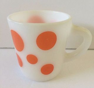 Vintage Mcm Hazel Atlas Glass Mug Coffee Cup Orange Polka Dot