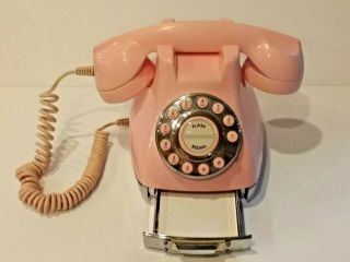 Vtg Retro Pink Classic Phone Iii Push Button Note Pad Drawer Faux Dial Souvenir