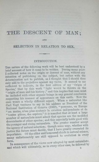 The Descent of Man Charles Darwin 1889 25th Thousand VG, 5