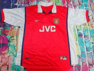 V23 1998 - 99 Arsenal Home Shirt Vintage Football Shirt Extra Large