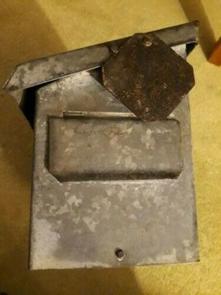 VINTAGE RURAL MAIL BOX RUSTIC FARMHOUSE DECOR W/ OLD HAND ETCHED ADDRESSES STEEL 3