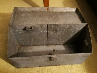 VINTAGE RURAL MAIL BOX RUSTIC FARMHOUSE DECOR W/ OLD HAND ETCHED ADDRESSES STEEL 5