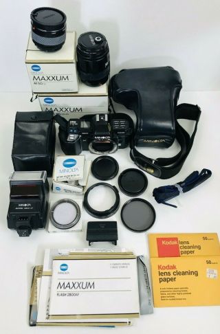 Vintage Minolta Maxxum 7000 Camera Bundle Af 28 - 85 Af 50/1.  7 2800 Af Flash