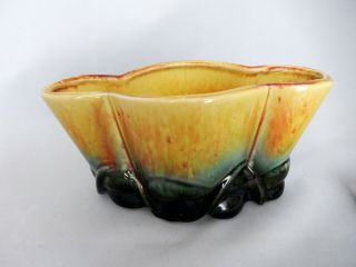 Vintage Mid Century Drip Glaze Ceramic Pottery Planter 3.  5 " Tall 7.  5 " Long