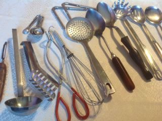 Stainless Steel Kitchen Utensils & Gadgets Vintage Assortment